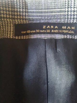 Americana Zara Hombre Gris Cuadros