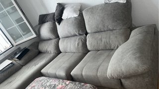Sofá chaise longue gris, asientos extensibles