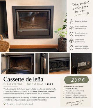 Cassette chimenea leña con turbinas