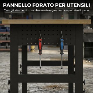 Banco da Lavoro Altezza Regolabile Legno e Acciaio