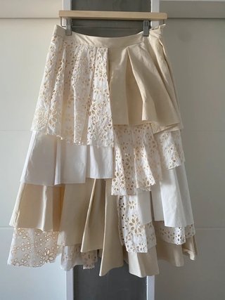 Falda Zara midi patchwork volantes