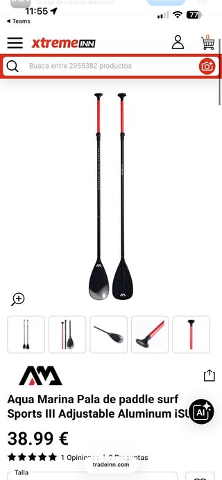 2 Palas SUP Aqua Marina Aluminio Paddel surf