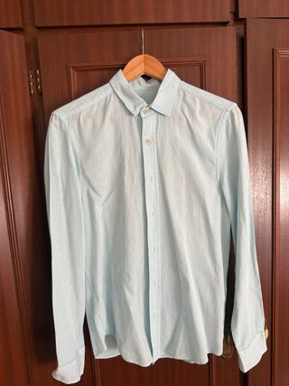 Camisa Zara lino azul