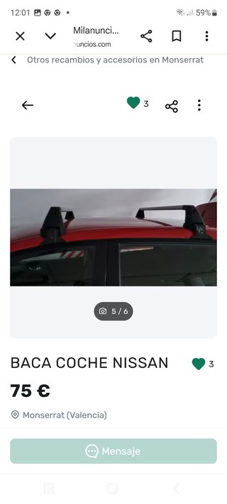 Baca coche Nissan Pulsar