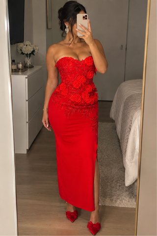 Vestido rojo boda gitana corset y falda