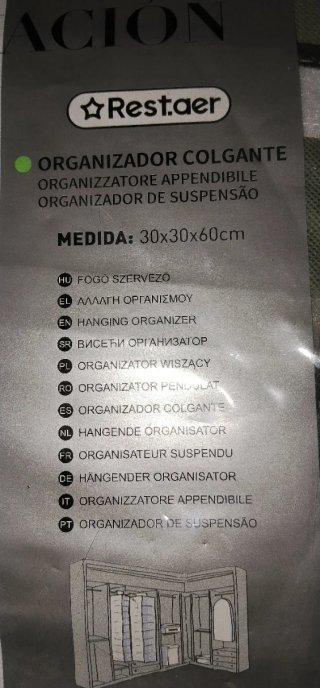Organizador Colgante Restaer Tela Gris