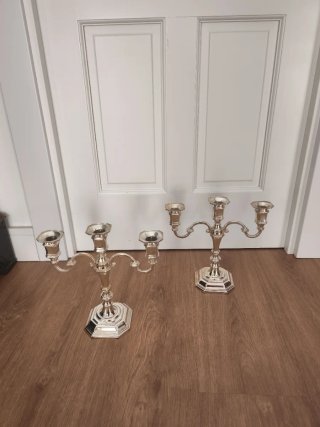 Candelabros alpaca metal plateado