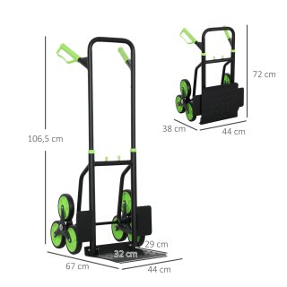 Carrello Portapacchi per Scale Pieghevole 120kg