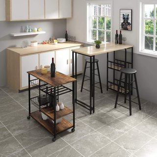 Mesa alta con estanterías