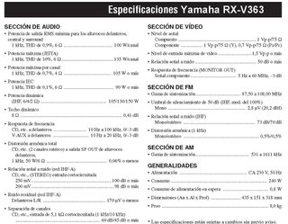 Amplificador Yamaha RX-V363 Negro