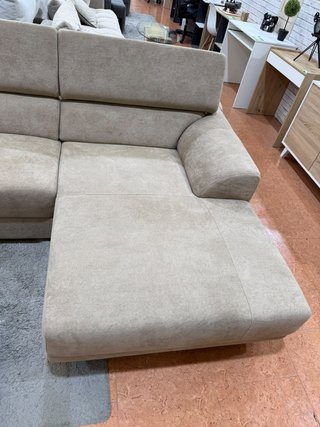 Sofá chaise longue beige de tela