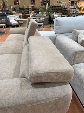 Sofá chaise longue beige de tela