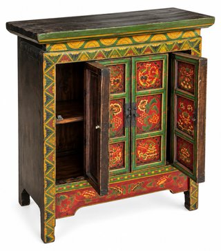 Mueble oriental policromado artesanal
