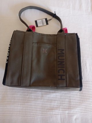 Bolso de mano Munich verde militar y rosa