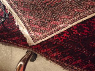 Tappeto in seta e lana bordeaux 90x63 cm, annodato a mano