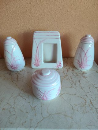 Juego tocador cerámica 4 piezas vintage