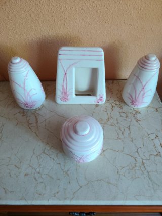 Juego tocador cerámica 4 piezas vintage