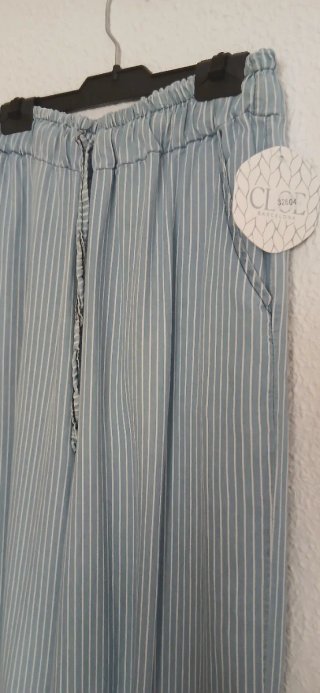 Pantalón recto rayas azul y blanco