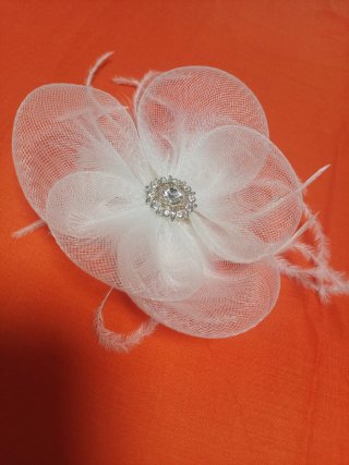 Peineta Tocado Novia Flores y Plumas