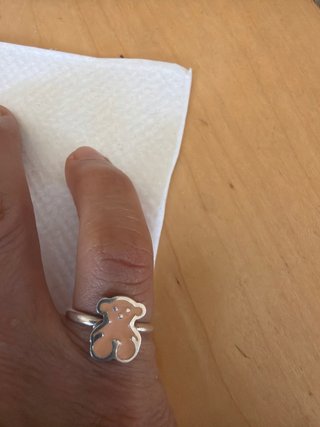 Anillo Tous Plata y Esmalte Rosa Oso