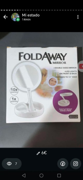 Espejo de maquillaje FoldAway con luz LED
