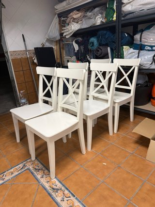 Juego 6 Sillas Ingolf Ikea Blancas Montadas