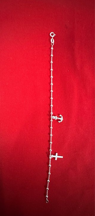 Pulsera Plata 925 Ancla y Cruz