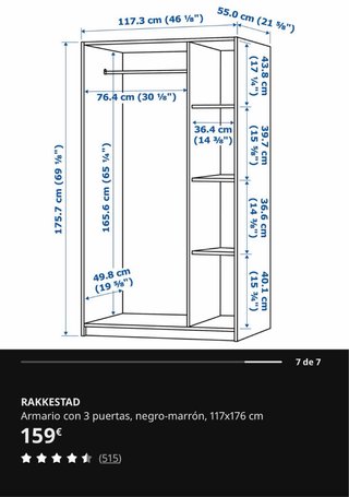 Armario IKEA RAKKESTAD 3 puertas
