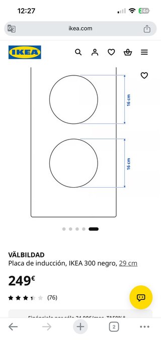 Placa de inducción Ikea Välbildad