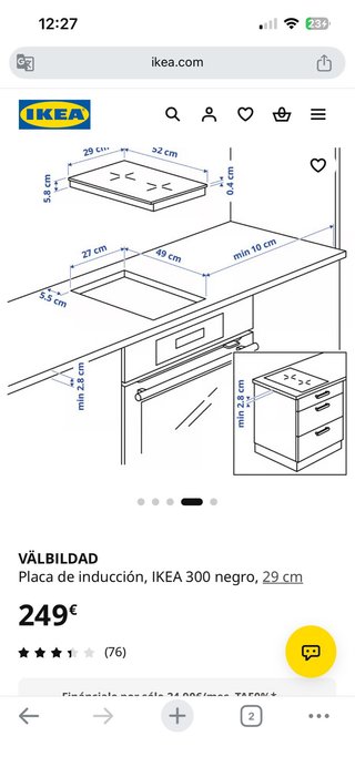 Placa de inducción Ikea Välbildad