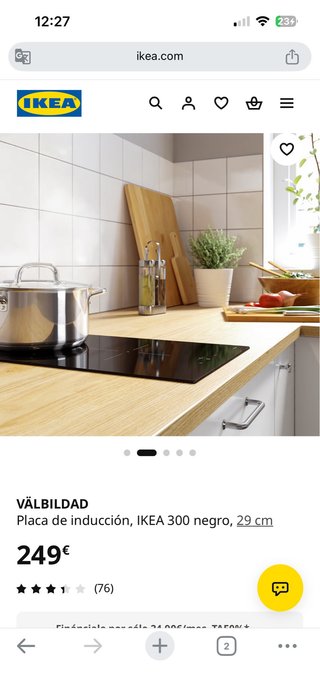 Placa de inducción Ikea Välbildad