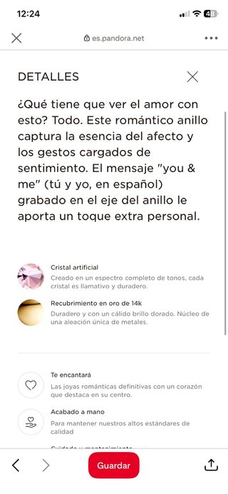 Anillo Pandora Explosión de Amor Oro 14k