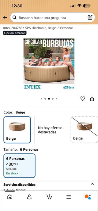 Intex 28428EX SPA Hinchable Beige 6 Personas