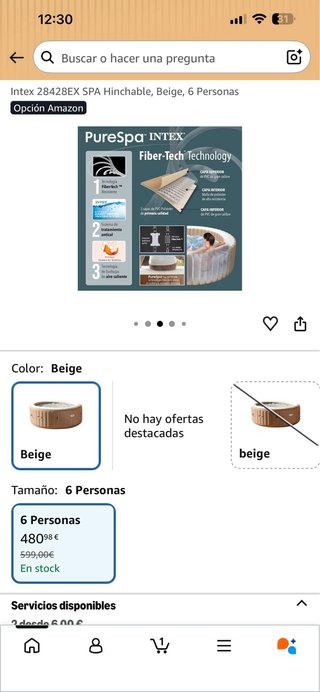 Intex 28428EX SPA Hinchable Beige 6 Personas