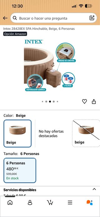 Intex 28428EX SPA Hinchable Beige 6 Personas