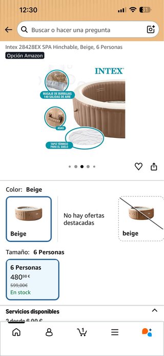 Intex 28428EX SPA Hinchable Beige 6 Personas