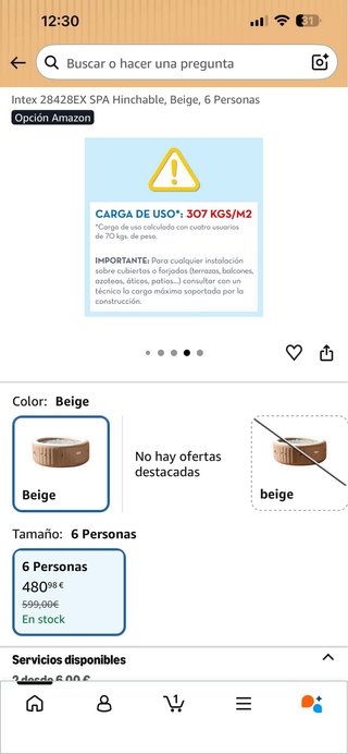 Intex 28428EX SPA Hinchable Beige 6 Personas