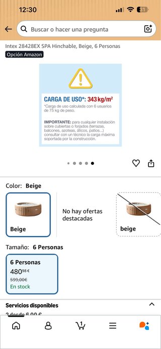Intex 28428EX SPA Hinchable Beige 6 Personas