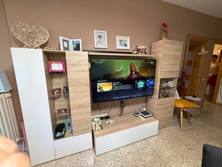 Mueble salón modular blanco y roble