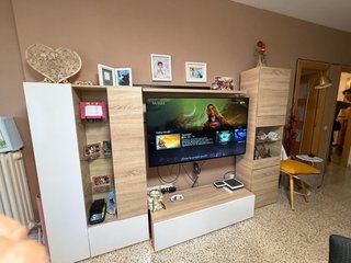 Mueble salón modular blanco y roble