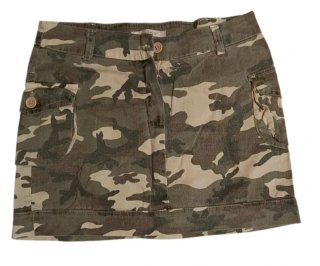 Minigonna camouflage beige e verde
