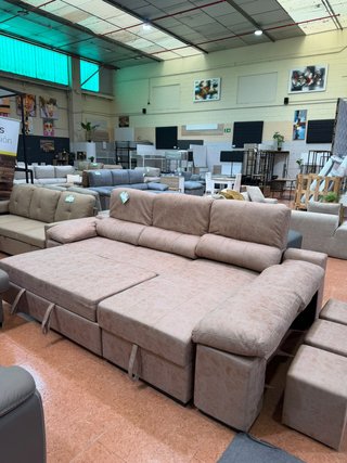 Sofá Cama Chaise Longue con Puff Almacenaje