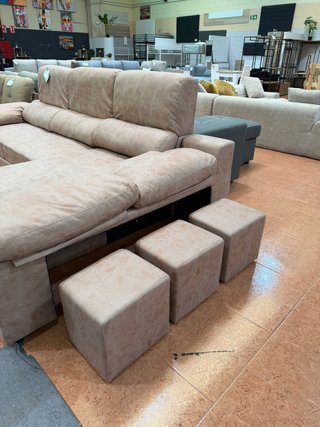 Sofá Cama Chaise Longue con Puff Almacenaje