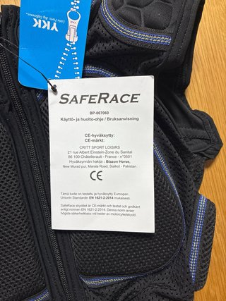 Chaleco protector SafeRace Motocicleta talla XXS