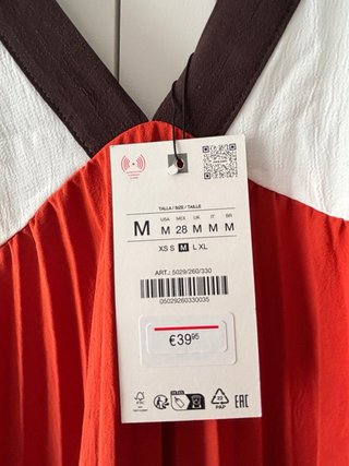 Vestido Zara largo naranja y blanco sin estrenar