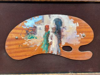 Dipinto ad olio su tavolo da pittura in legno