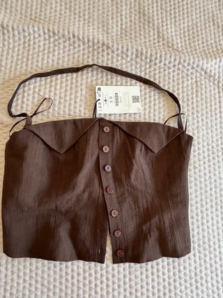 Conjunto lino marrón Pantalon xxs Top talla s