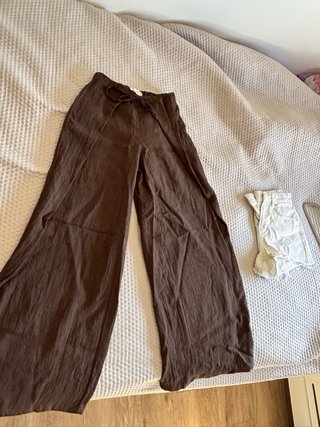 Conjunto lino marrón Pantalon xxs Top talla s