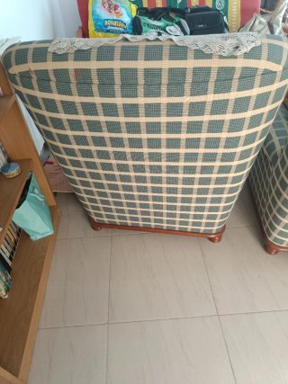 2 Sillones Orejeros Tela Madera
