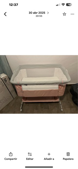 Mini cuna rosa y gris